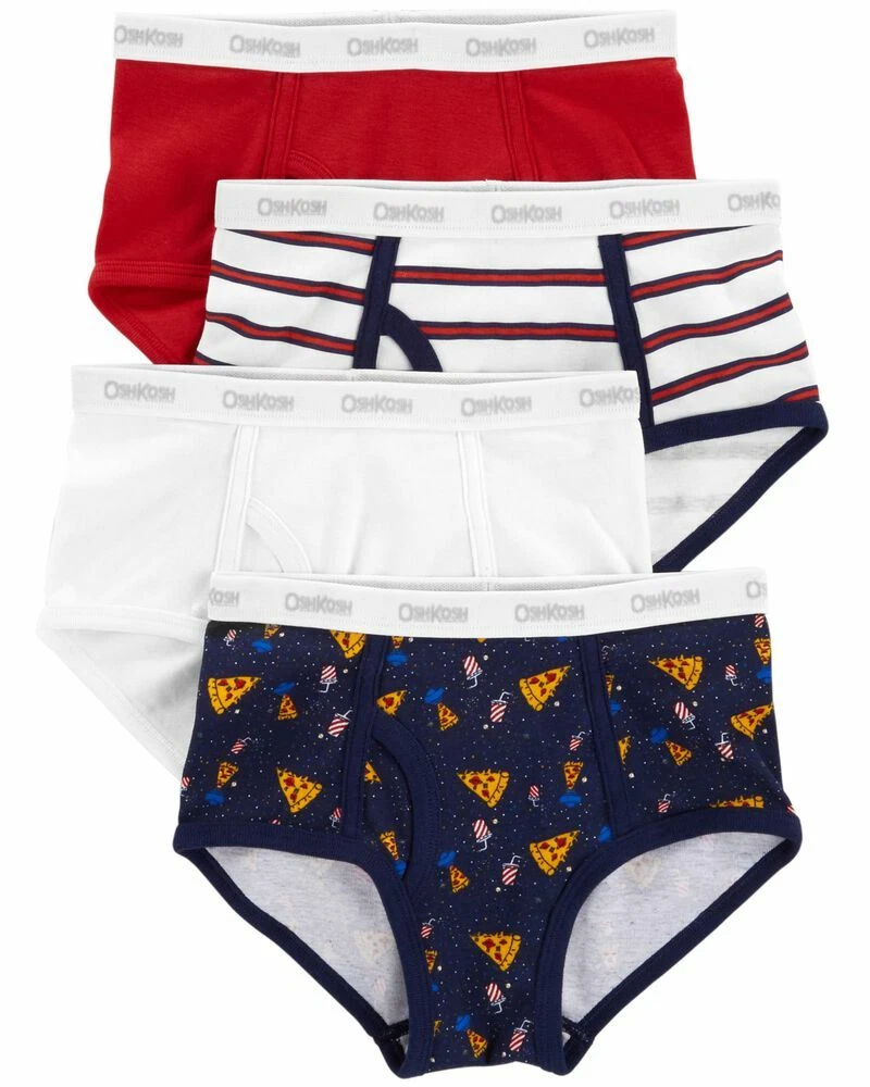 NWT Oshkosh B'gosh Boys sz 4/5 or 8 Underwear 4-Pack Cotton Briefs