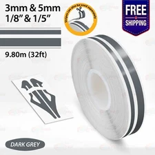 DARK GREY 1/8" & 1/5" Roll Vinyl Pinstriping Stripe Double Line Tape Sticker