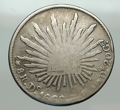 1868 Do CP MEXICO Large Eagle Sun Antique Mexican Silver 8 Reales