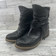 Womens Clarks Volara Dina Black Leather Casual Comfort Boots Fleece Lined Sz 5.5