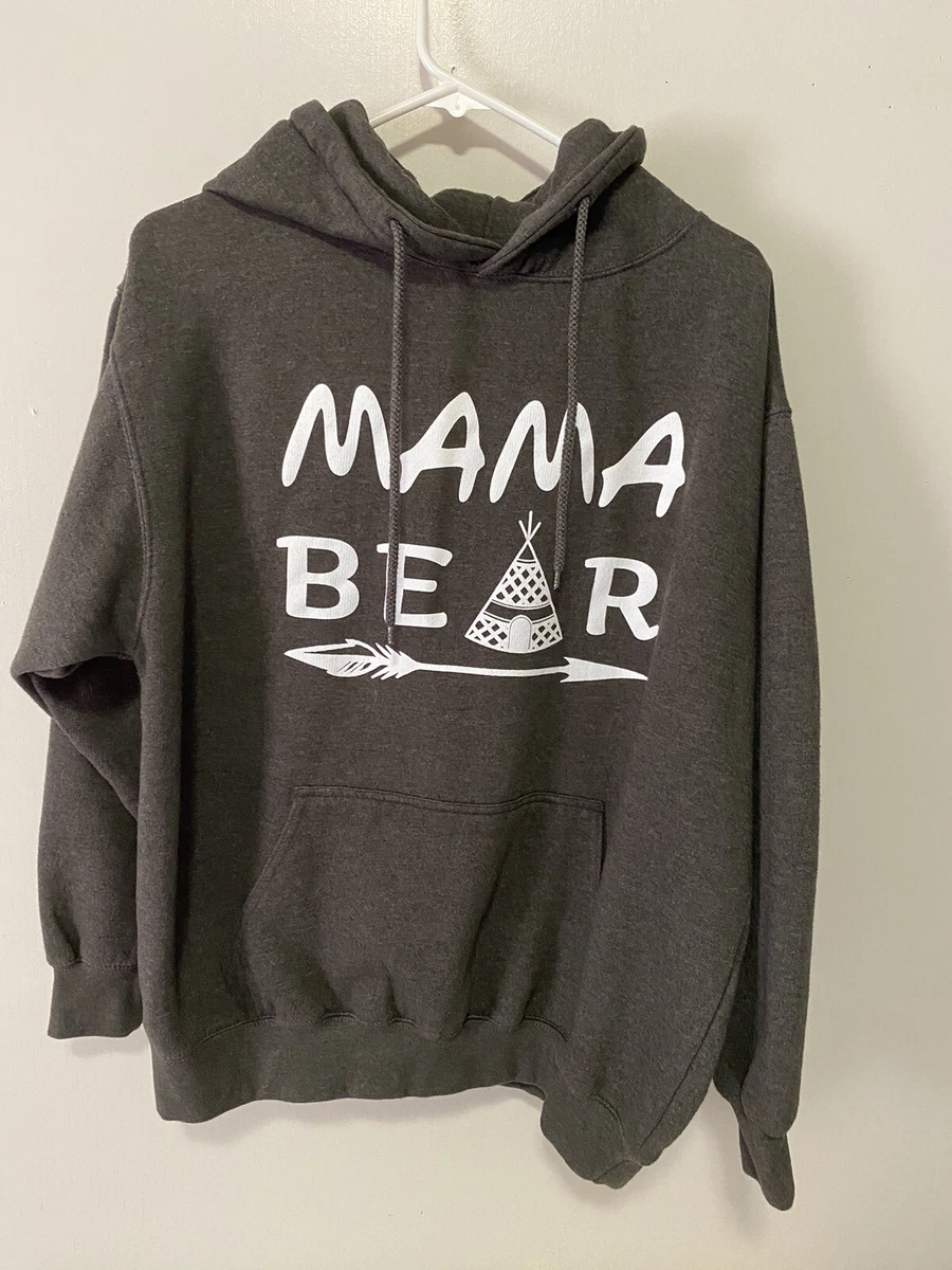 MAMA BEAR Dark Gray Hoodie Sweatshirt Size Large eBay