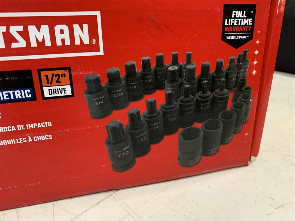 CRAFTSMAN 28PC SAE/METRIC 1/2" Drive IMPACT BIT SOCKET SET CMMT42031 - Image 3 of 4