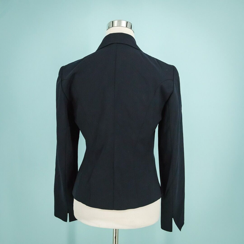 Chaqueta Blazer Lafayette 148 Talla 2 Azul Marino Cuello Botón Lana Trabajo Carrera - Imagen 2 de 6