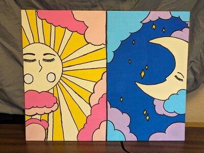 Celestial Beings 16'' Length by 20'' Width Hand Painted Canvas