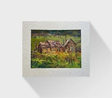 Oil painting Old house Ukrainian painter Paper original landscape decor art