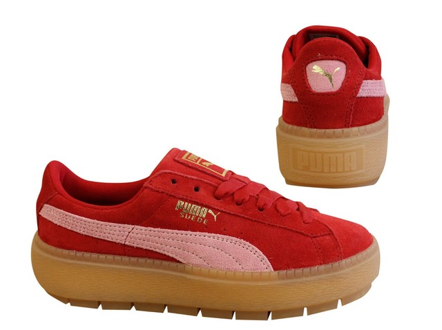 ladies red puma trainers