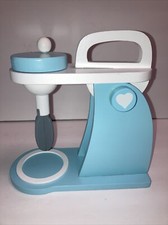 Children's Wooden Toy Kitchen Stand Mixer Play Cooking Baking Toy Blue Moves