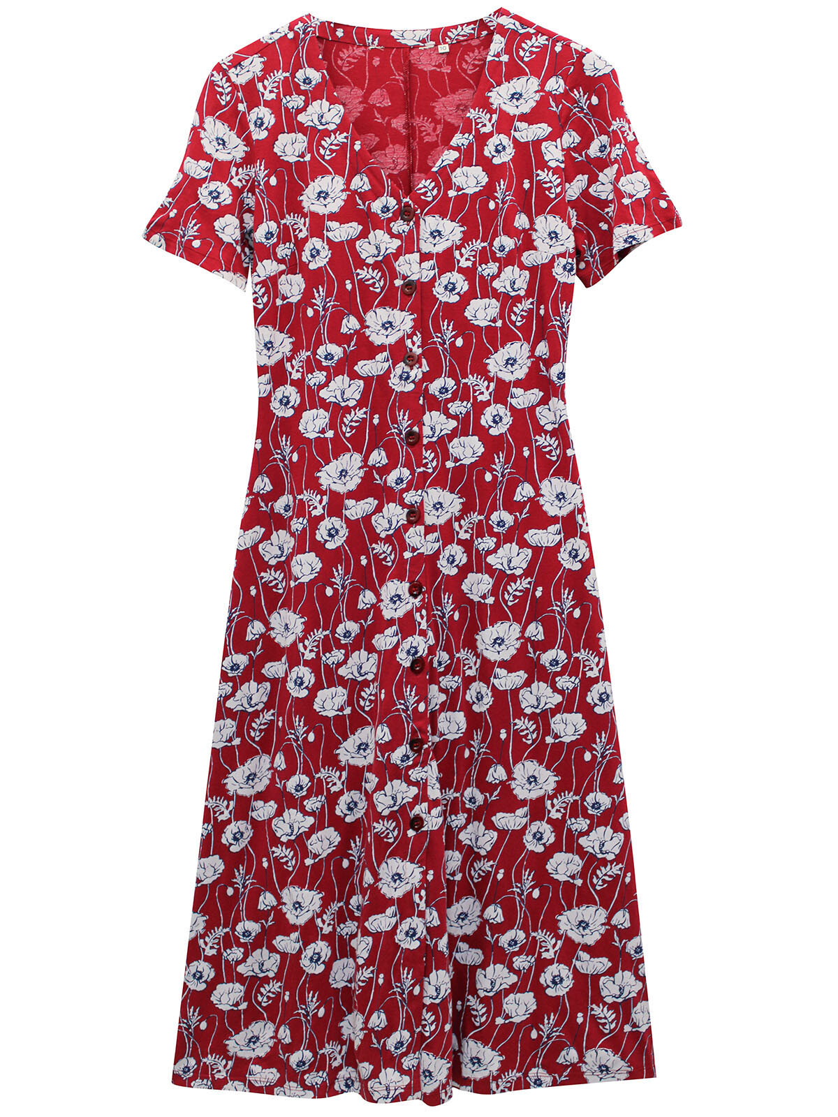 EX Seasalt Red Linear Poppy Rudder Lilian Tea Dress 8 10 12 14 16 18 20