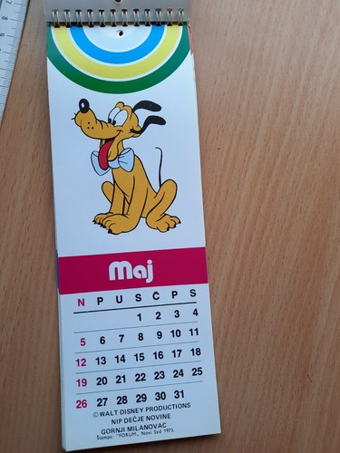 1974 WALT DISNEY CALENDAR MICKEY MINNIE MOUSE DONALD DUCK Jaq Gus YUGOSLAVIA - Picture 6 of 8