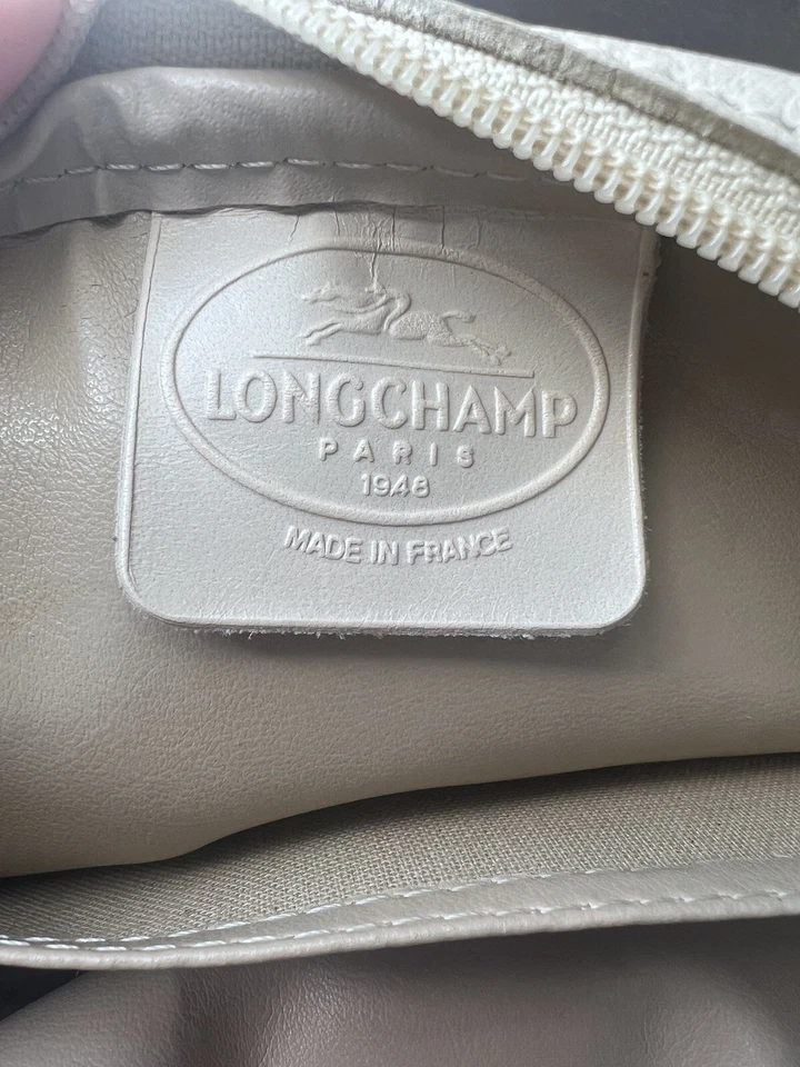 Bandolera Longchamp vintage años 80 cuero granulado crema/beige - ligeramente usada Foto 3 de 4