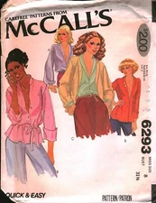 6293 Vintage McCalls Sewing Pattern Misses Back Yoked Blouse Jacket 1970s OOP 8