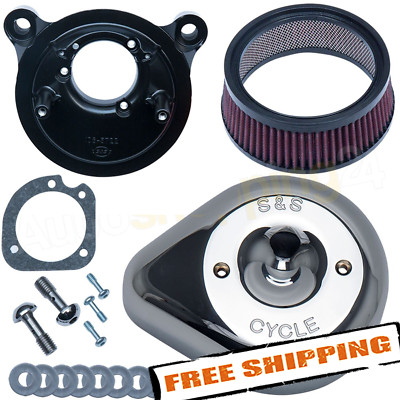 S&S Cycle 170-0524B Stealth Air Cleaner Kit with Chrome Teardrop Cover