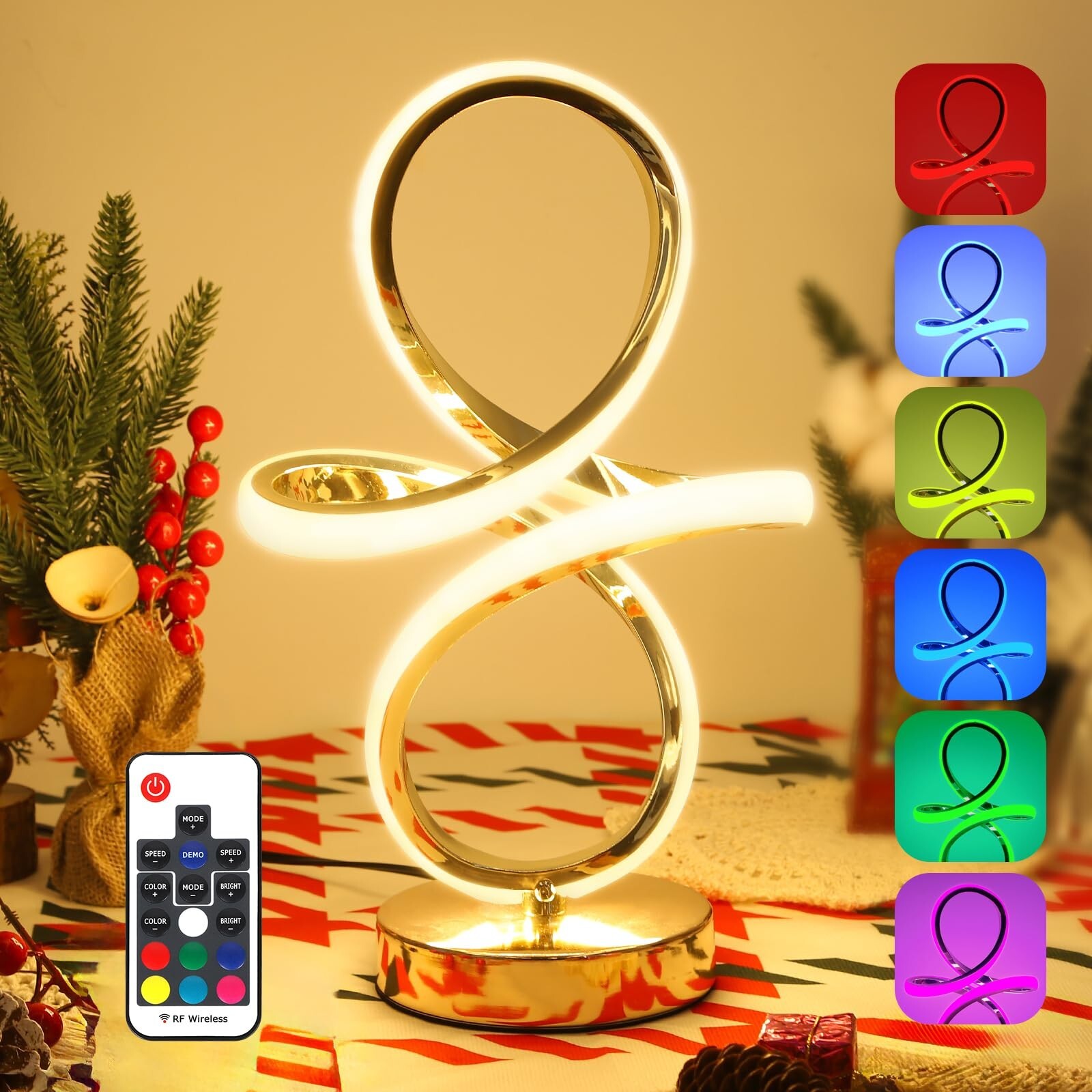 Modern Table Lamp - RGB & Warm White LED Desk Lamp, Dimmable Nightstand Lamps...