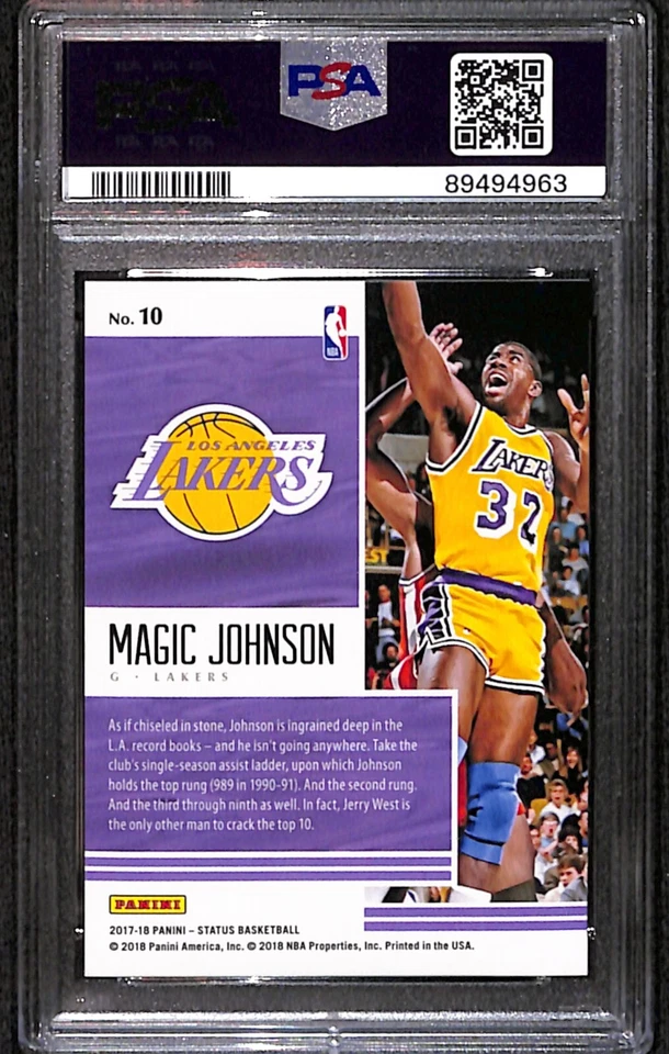 2017 Panini Status Quo-Blue Magic Johnson LA Lakers /199 #10 PSA10 LOW POP - Image 2 of 2