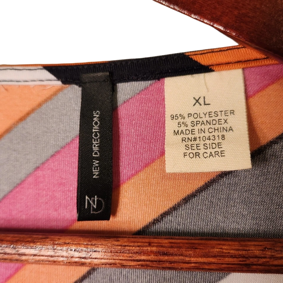 Vestido ND New Directions para mujer talla XL elástico tejido a rayas rosa naranja funda Foto 3 de 4