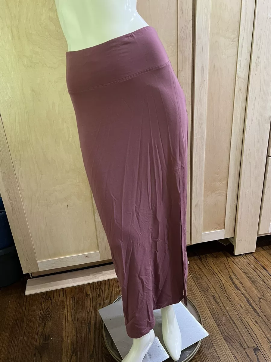 Athleta Marina Maxi Long Skirt Womens Pink Side Slit Pull On Tencel Knit XS  | eBay