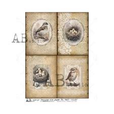 Neutral Birds | A4 Rice Paper | Paper for Decoupage | AB Studios