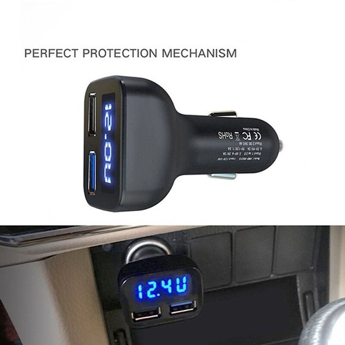 Dual USB Auto Zigarettenanzünder Ladegerät mit LED Display Volt Amp Meter Dc - Zdjęcie 3 z 12