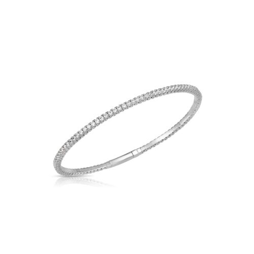 14K Real Solid White Gold Round Brilliant Tennis Bangle Bracelet 1.75mm-4mm - Picture 9 of 14