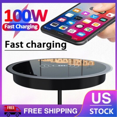 NEW 100W Fast Wireless Charger Desktop Embedded Charging Base for iPhone Samsung