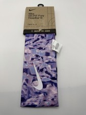 Nike Dri-FIT Fury Headband One Size Purple/White Abstract Print