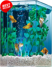 1 Gallon LED Aquarium Kit Hexagon Tank Color Changing Bubbling Light - US
