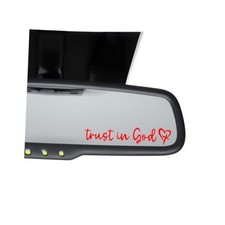 2PCS Trust in God Rearview Mirror Sticker, Trust In God Faith Waterproof Red