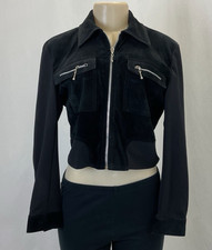 Vintage Cache Womens Black Suede Leather Crop...
