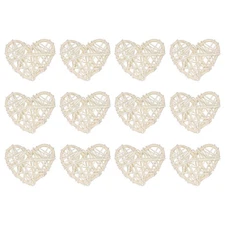 12Pcs Heart Rattan Ball Vase Filler Home Decoration White 2.36 in