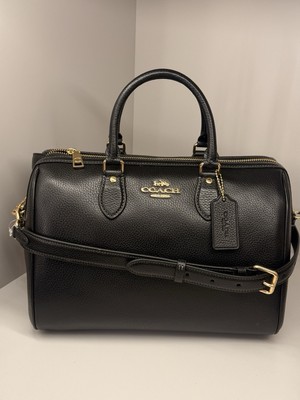 WNT  Coach Rowan Large Satchel Bag Leather CV960 Gold/Black