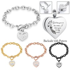 20cm Pattern Print Heart Funeral Urns Bracelet Cremation Ashes Memorial Jewelry