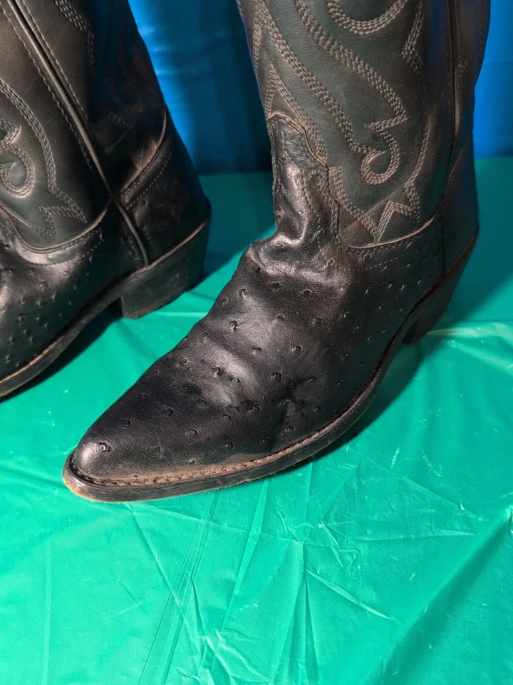 Botas occidentales negras avestruz para hombre talla 8D Foto 2 de 4