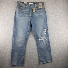 Levi  s Wedgie Straight Jeans Womens 32x28 Light Wash High Rise Button Fly NWT