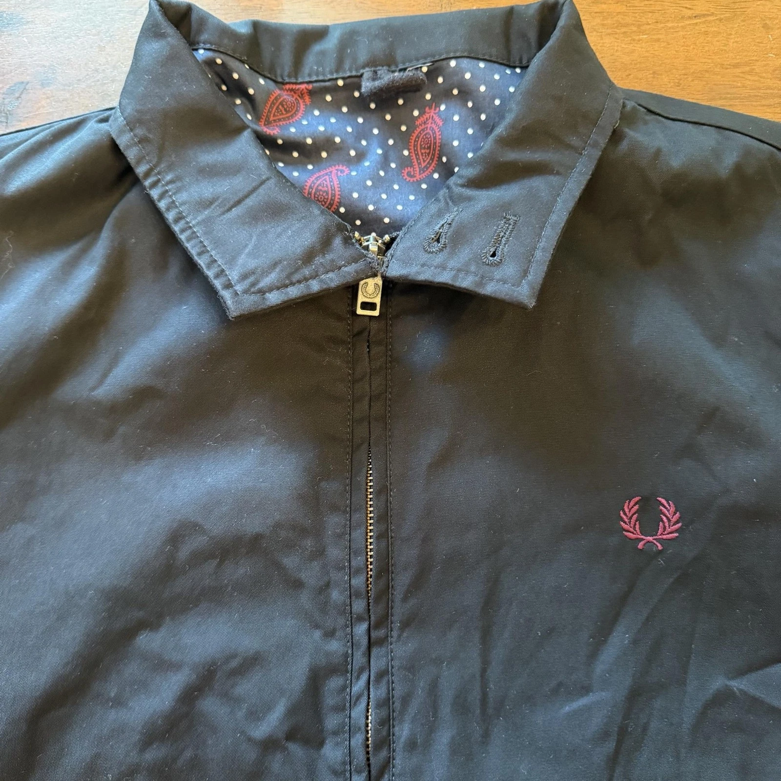Fred Perry Mens Navy Bomber Jacket Drake's London Paisley Lined M J5242 - product detail image 2