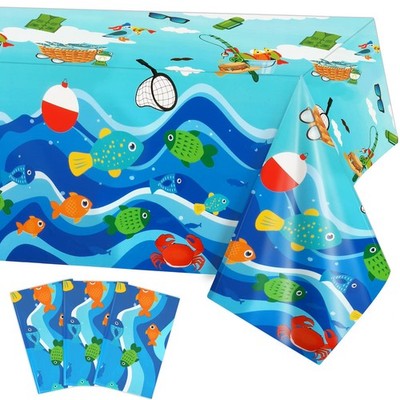 3 Pack Gone Fishing Tablecloths for Ofishally Decorations,Disposable Plastic ...