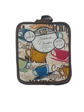 New 2 pack kitchen classics printed potholder set size 7" x 8" #C