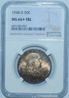 1948 D NGC MS66+FBL Full Bell Lines Franklin Half Dollar