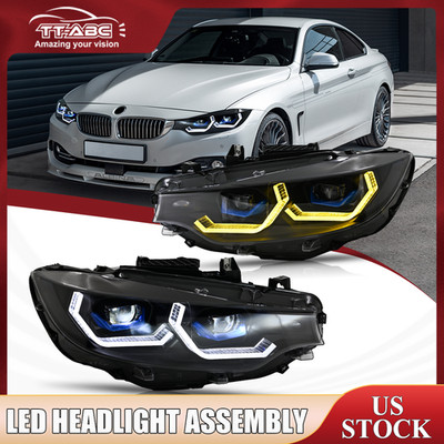 Pair LED Projector Headlight For BMW 4 Series F32 F36 2013-2020 Sequential Lamps