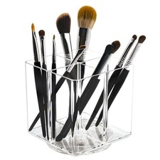 Clear Makeup Brush Holder,Acrylic Rotating 360 Makeup Brush Organizer,Pen h