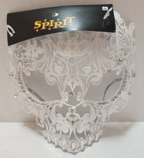Spirit Halloween Bejeweled Skeleton Skull Face Mask White New READ