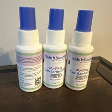 New! 3x 2oz Bottle of Safe N Simple SNS80792 No-Sting Skin Barrier Film Spray