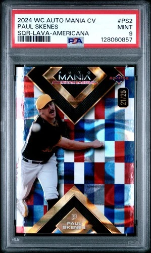 2024 WILD CARD AUTO MANIA AMERICAN BASEBALL CLEARVIEW PAUL SKENES #PS2 /25 PSA 9
