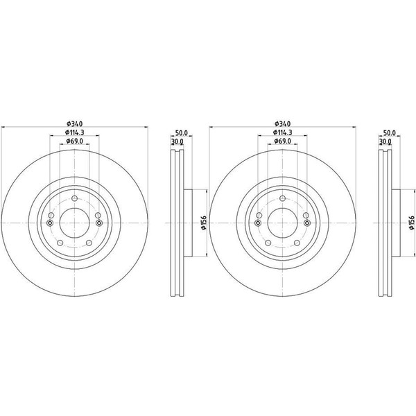 2X Hella Pagid Bremsscheiben Ø340Mm Vorne Passend FüR Hyundai Santa Kia Sorento-image