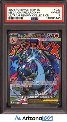 Pokemon 2025 Mega Charizard X ex 023 Ultra-Premium Collection PSA 8