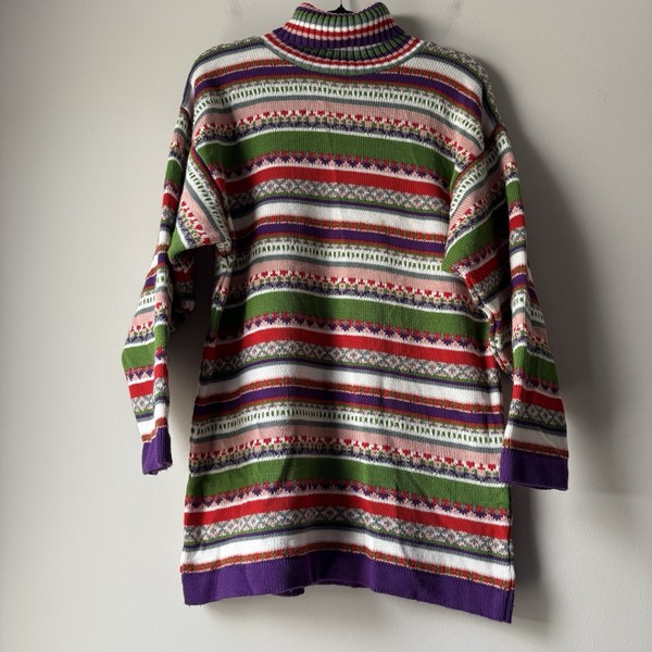 Vintage Desert Road Women’s Jumper Size S Colourful Fair Isle Tunic Roll Neck