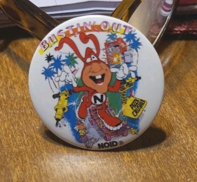 1980s Vintage Button Lapel Pin Avoid the Noid, Bustin Out
