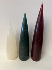 VINTAGE 1991 Barrick Design Candle Set Crackled Sculptural 14 12 10 inch Holiday