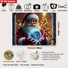 2D Flat, 1pc Large Global Peace & Christmas New Year's Tapestry - Santa Holding