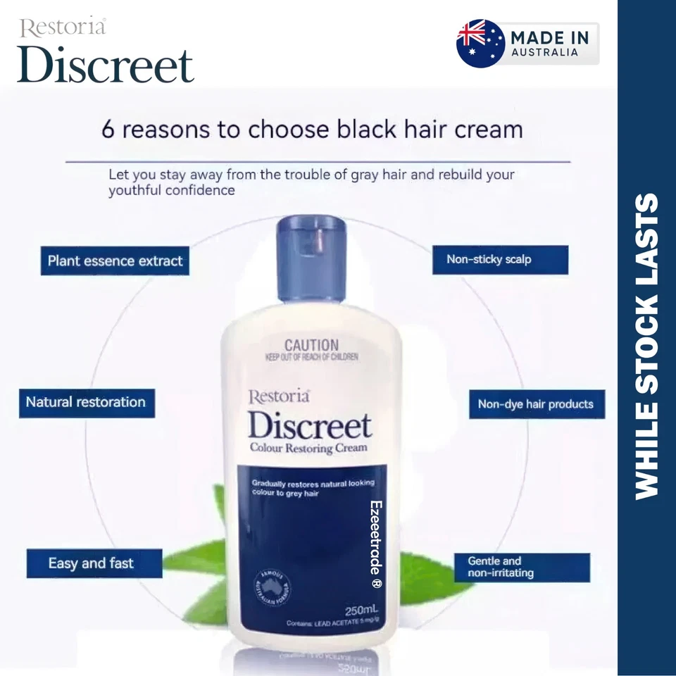 RESTORIA Discreet Colour Restoring Cream Pack Grey Hair to Black Unisex 250ml - image 4 of 4