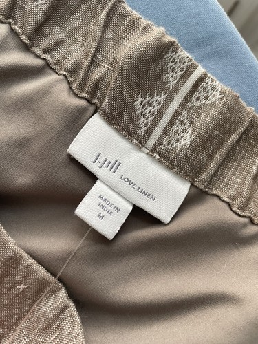 Nueva Sin Etiquetas Falda de Lino J Jill Love Mediana M Envoltura Sin Imitación Flecos Bronceados Cintura Elástica $79 - Imagen 5 de 12